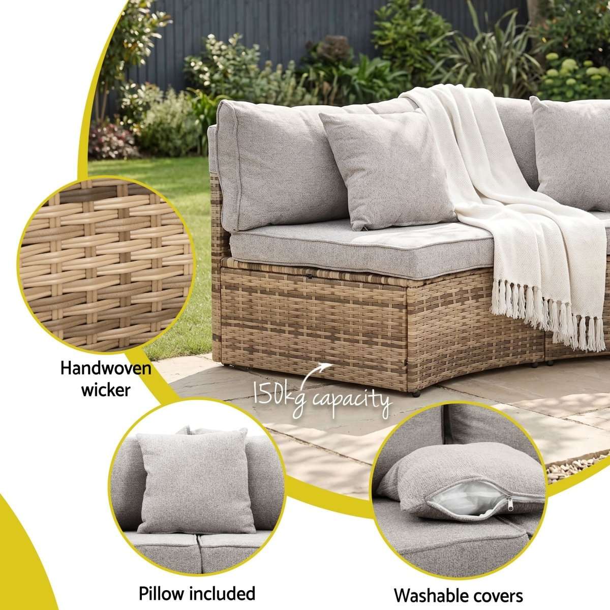 Gardeon 4 Seater Outdoor Sofa Set 7PCS Table Chair Brown Rattan Patio Furniture | Furniture > Outdoor > Outdoor Sofas & Lounge Sets
