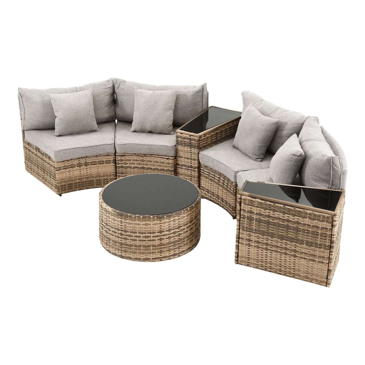 Gardeon 4 Seater Outdoor Sofa Set 7PCS Table Chair Brown Rattan Patio Furniture | Furniture > Outdoor > Outdoor Sofas & Lounge Sets
