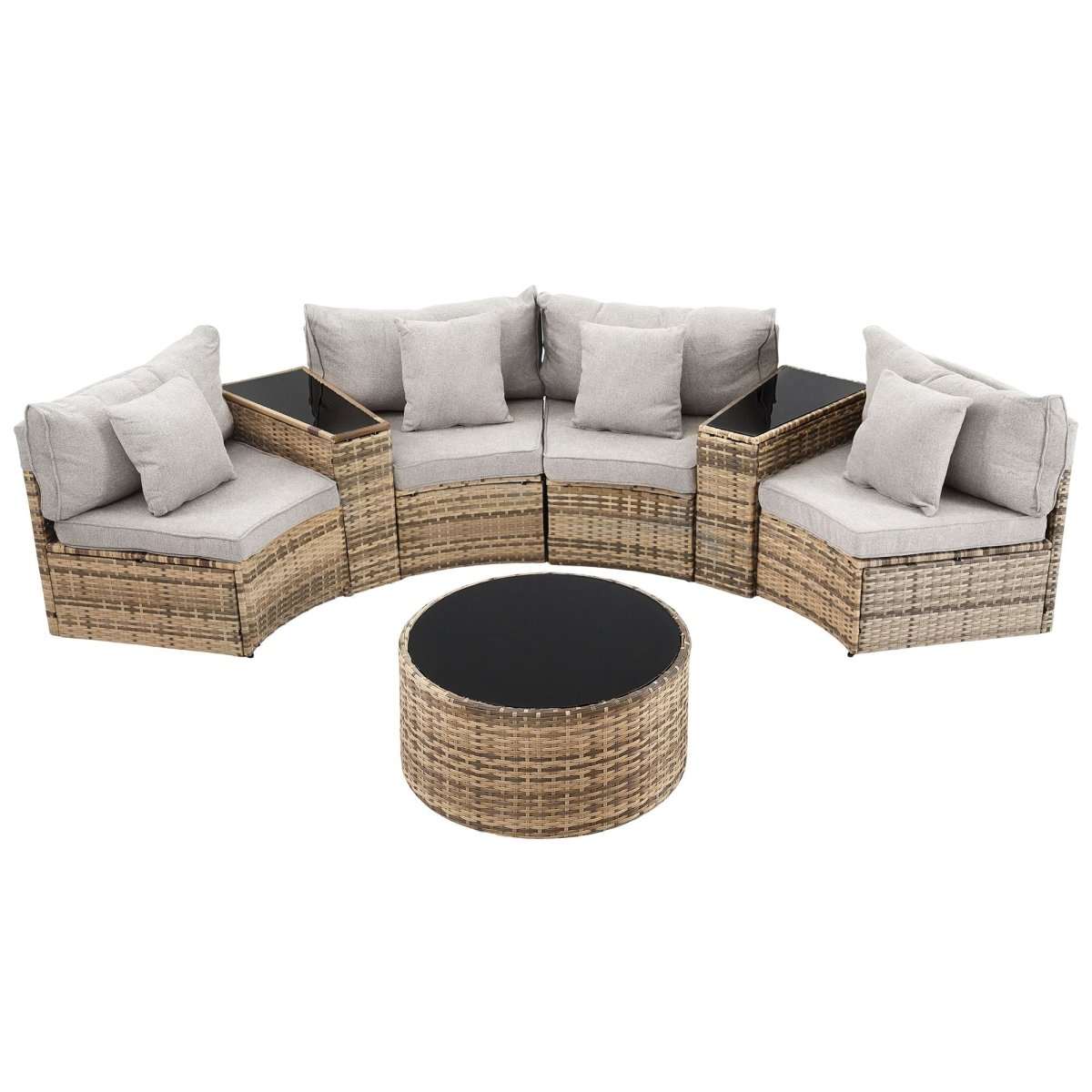 Gardeon 4 Seater Outdoor Sofa Set 7PCS Table Chair Brown Rattan Patio Furniture | Furniture > Outdoor > Outdoor Sofas & Lounge Sets