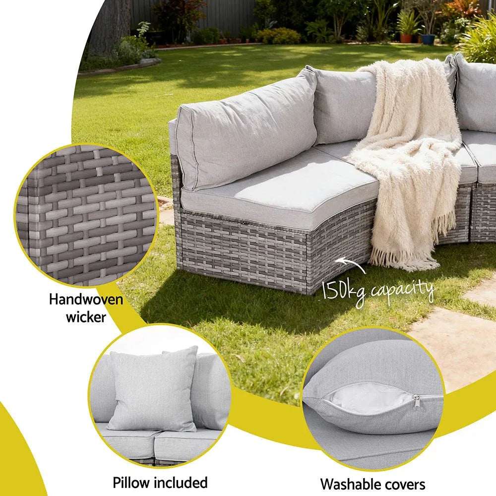 Gardeon 4 Seater Outdoor Sofa Set 7PCS Table Chair Set Garden Rattan Patio Furniture | Furniture > Outdoor > Outdoor Sofas & Lounge Sets