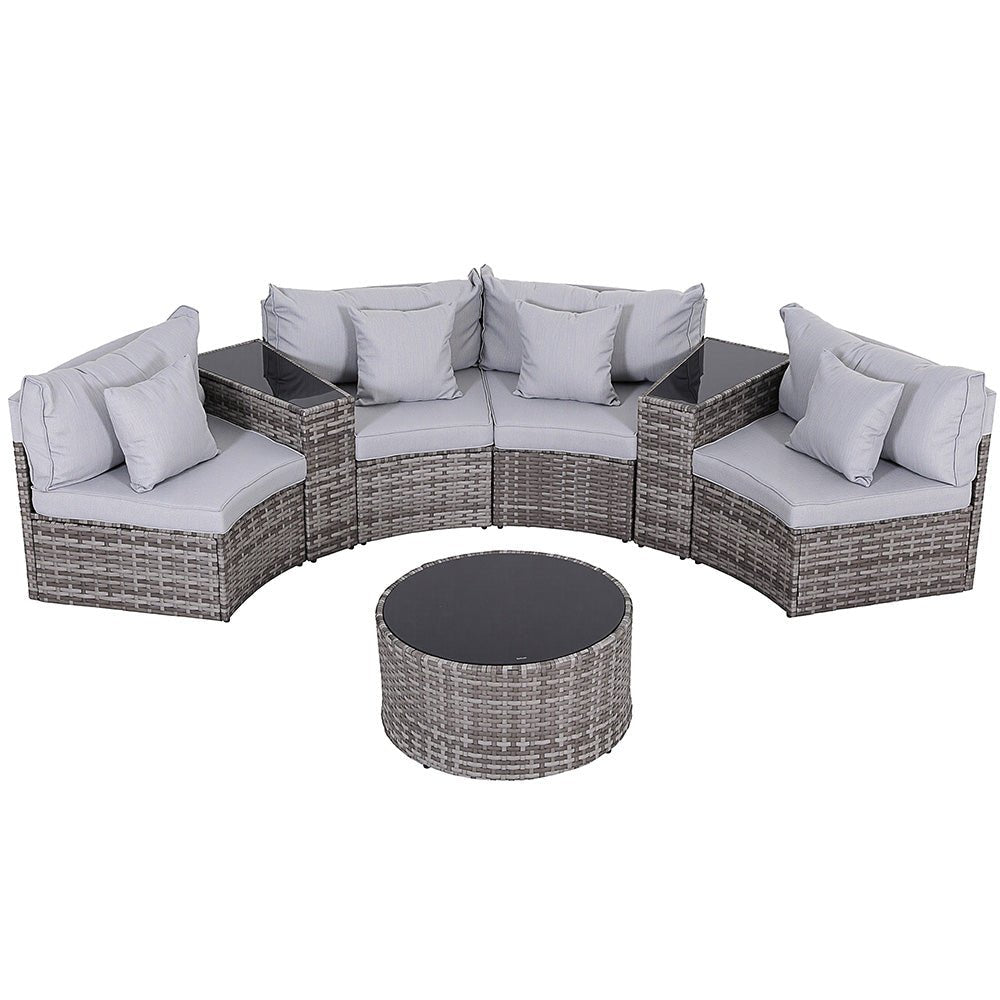 Gardeon 4 Seater Outdoor Sofa Set 7PCS Table Chair Set Garden Rattan Patio Furniture | Outdoorium