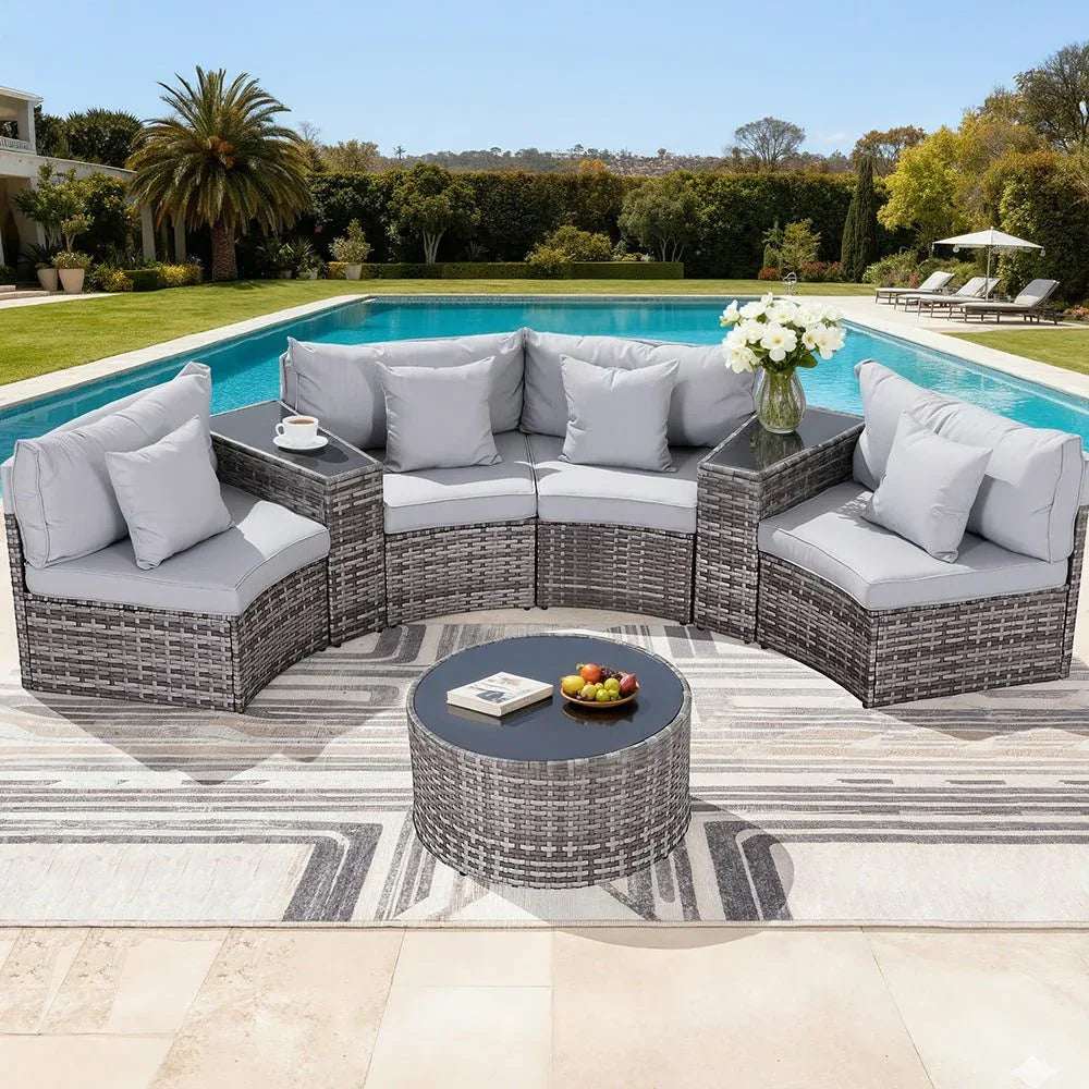 Gardeon 4 Seater Outdoor Sofa Set 7PCS Table Chair Set Garden Rattan Patio Furniture | Furniture > Outdoor > Outdoor Sofas & Lounge Sets