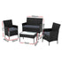 Gardeon 4 Seater Outdoor Sofa Set with Storage Cover Wicker Table Chair Black | Outdoorium