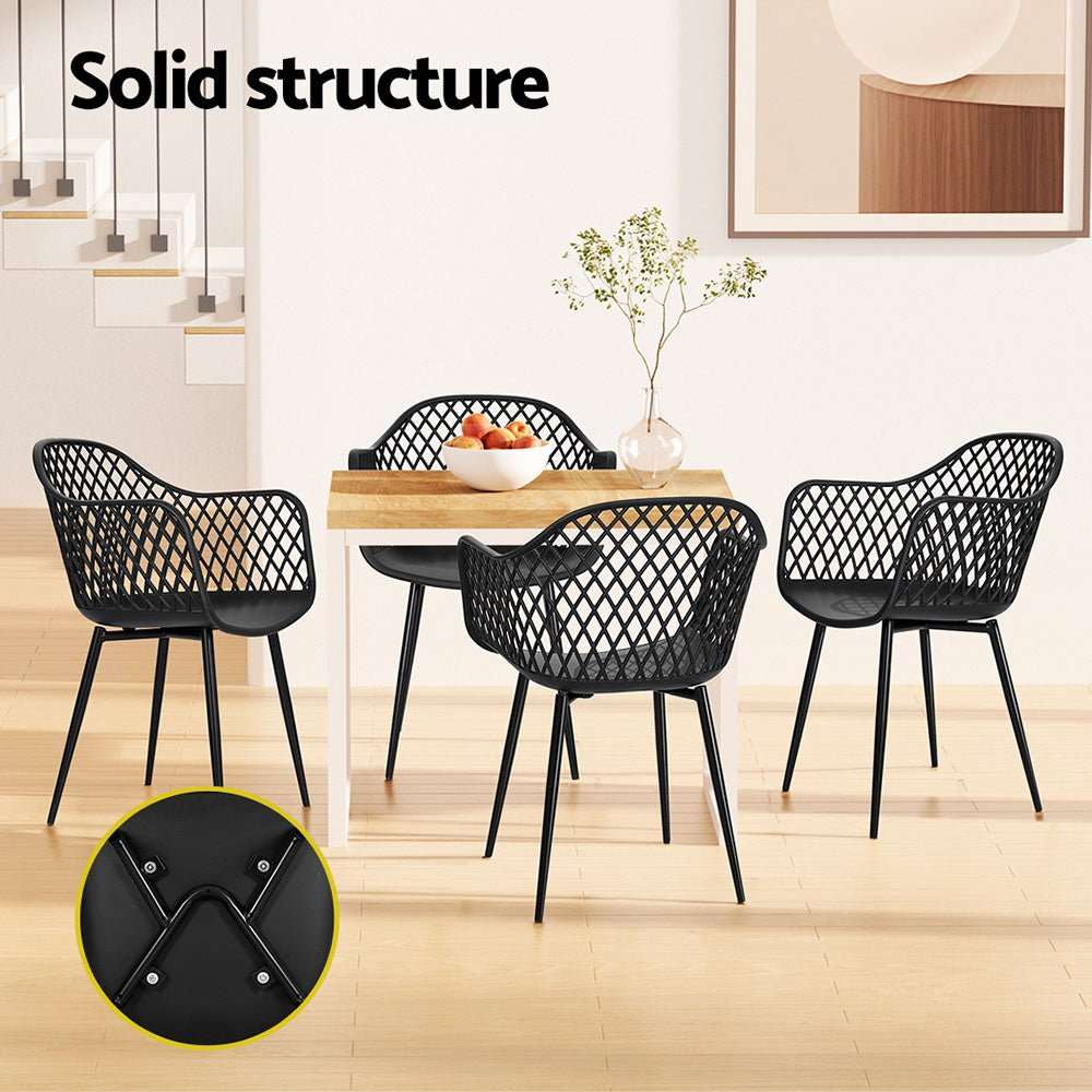 Gardeon 4PC Outdoor Dining Chairs PP Lounge Chair Patio Furniture Garden Black | Furniture > Outdoor > Outdoor Chairs