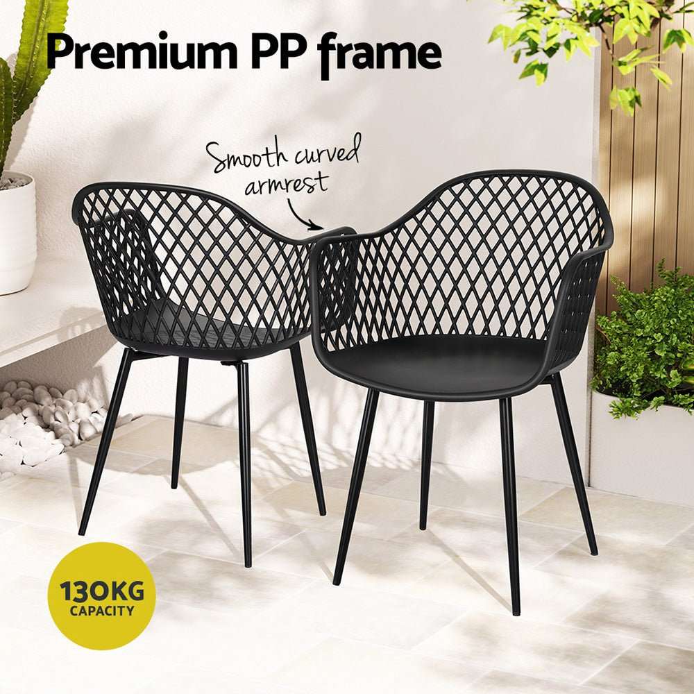 Gardeon 4PC Outdoor Dining Chairs PP Lounge Chair Patio Furniture Garden Black | Furniture > Outdoor > Outdoor Chairs