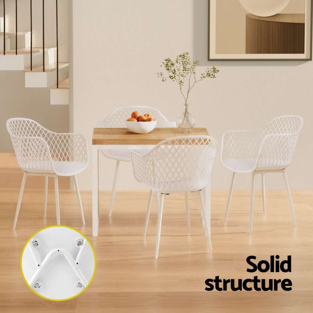 Gardeon 4PC Outdoor Dining Chairs PP Lounge Chair Patio Furniture Garden White | Furniture > Outdoor > Outdoor Chairs