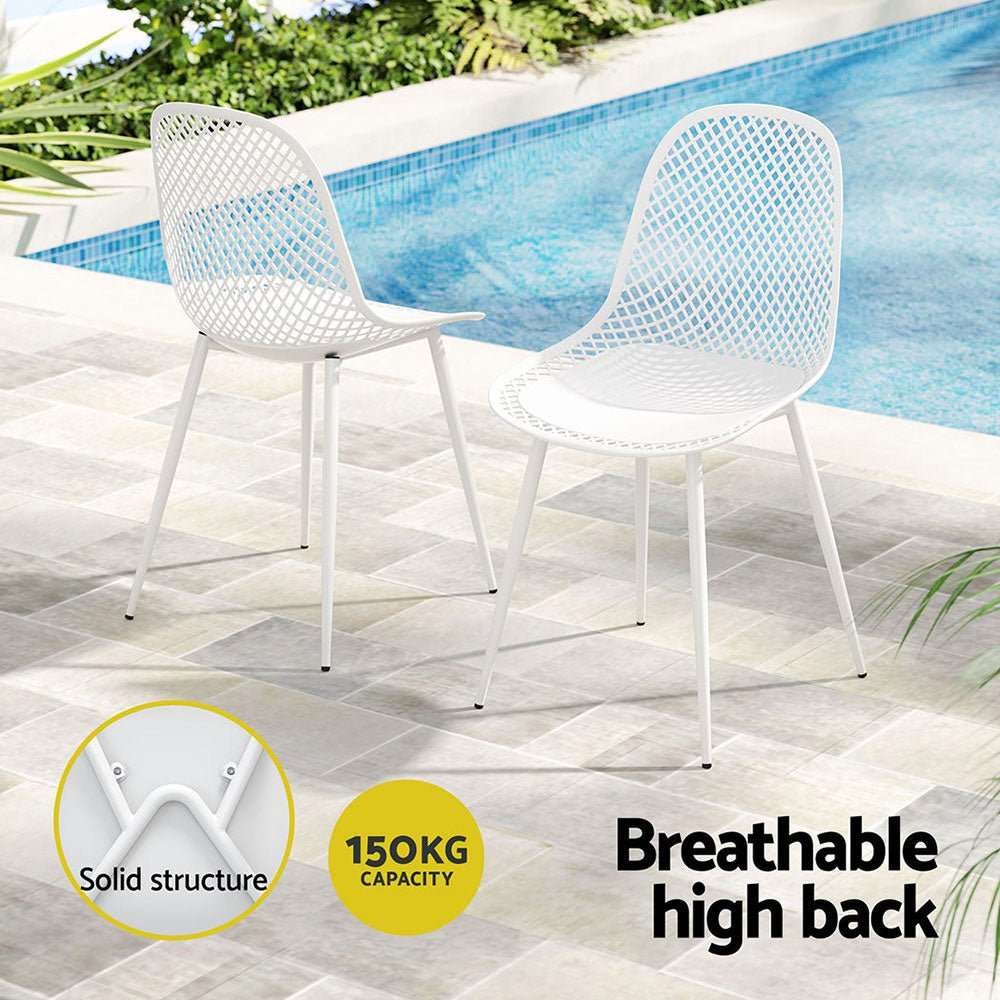 Gardeon 4PC Outdoor Dining Chairs PP Lounge Chair Patio Garden Furniture White | Furniture > Outdoor > Outdoor Chairs
