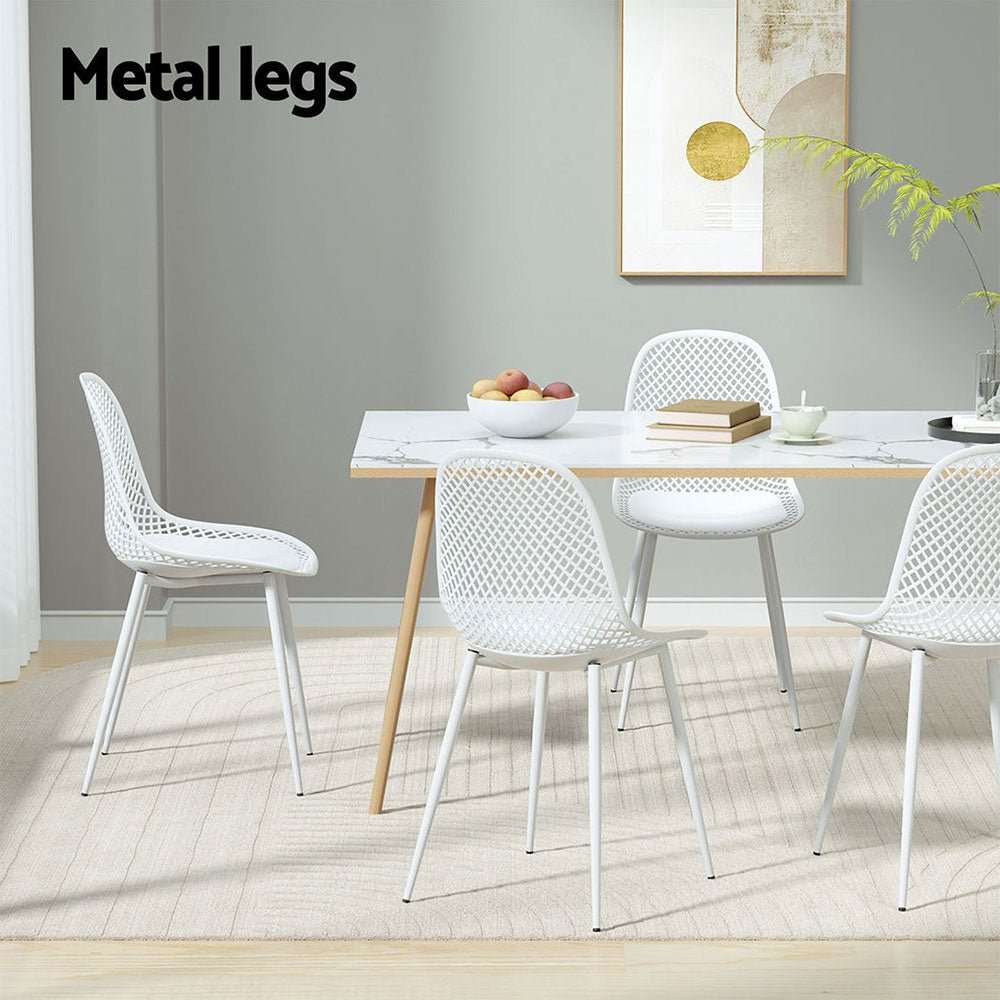 Gardeon 4PC Outdoor Dining Chairs PP Lounge Chair Patio Garden Furniture White | Furniture > Outdoor > Outdoor Chairs