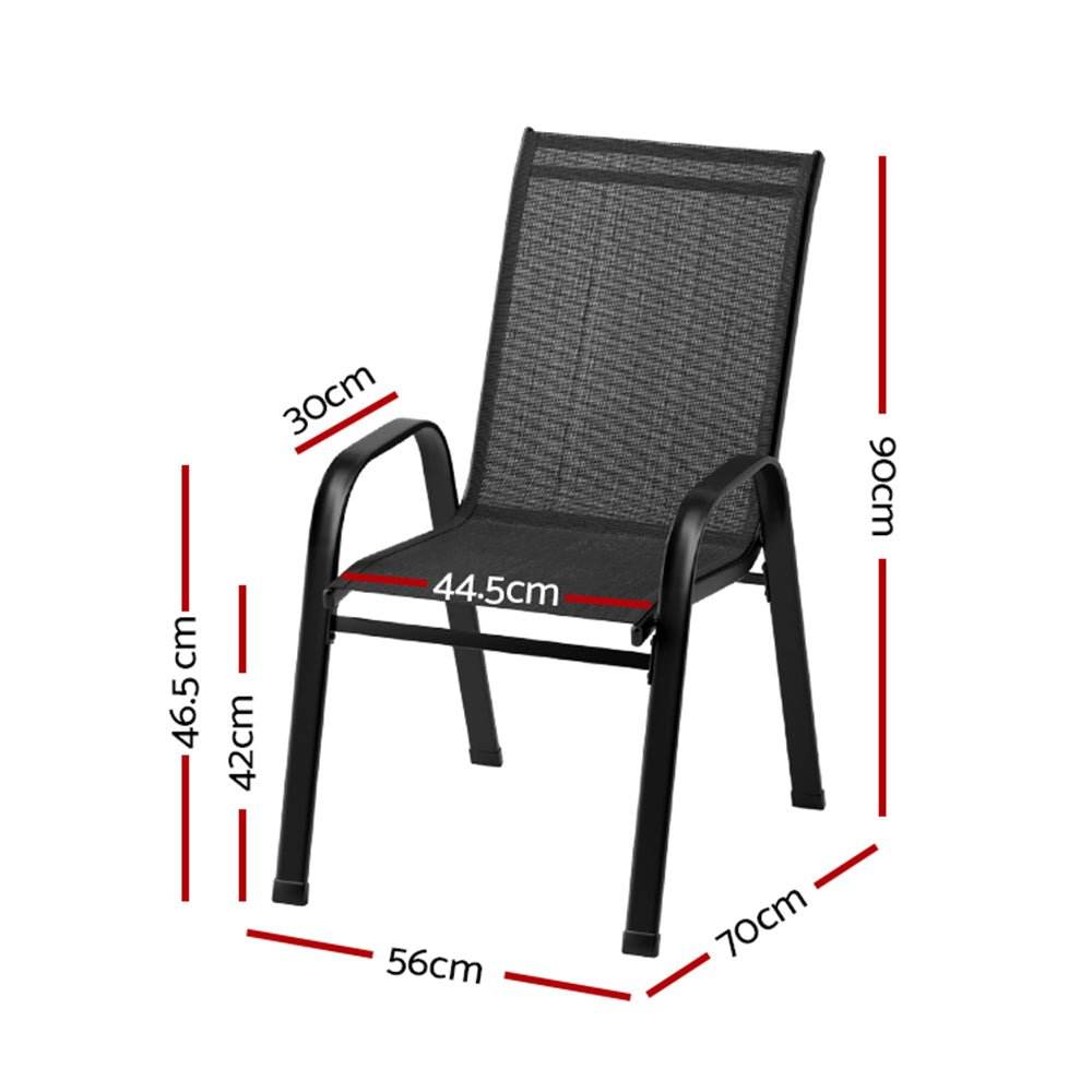 Gardeon 4PC Outdoor Dining Chairs Stackable Lounge Chair Patio Furniture Black | Outdoorium