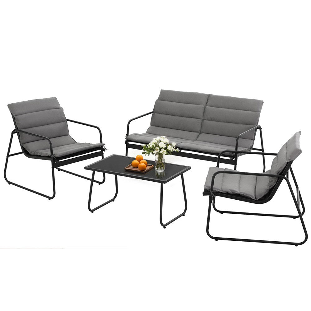 Gardeon 4PCS Outdoor Sofa Set Table and Chairs Cushion textilene Patio Furniture | Outdoorium