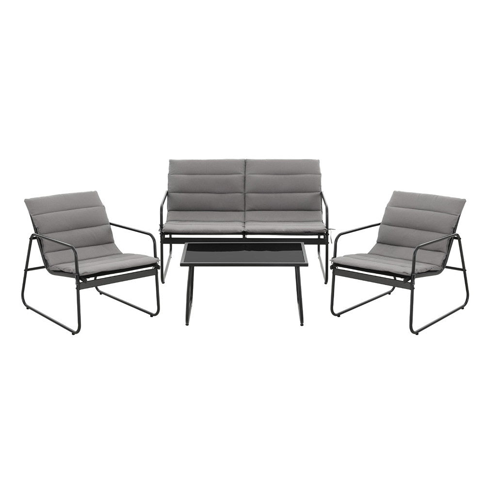 Gardeon 4PCS Outdoor Sofa Set Table and Chairs Cushion textilene Patio Furniture | Outdoorium