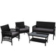 Gardeon 4PCS Outdoor Sofa Set Wicker Harp Chair Table Garden Furniture Black | Outdoorium