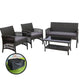 Gardeon 4PCS Outdoor Sofa Set with Storage Cover Wicker Harp Chair Table Grey | Outdoorium