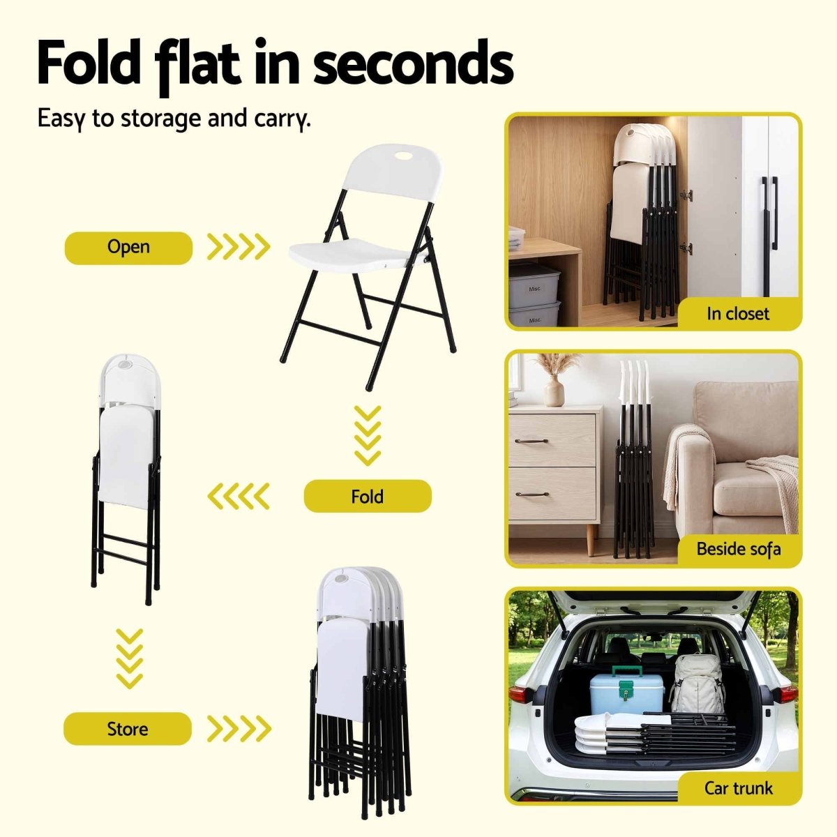 Gardeon 5-Piece Folding Outdoor Dining Set 120cm - White