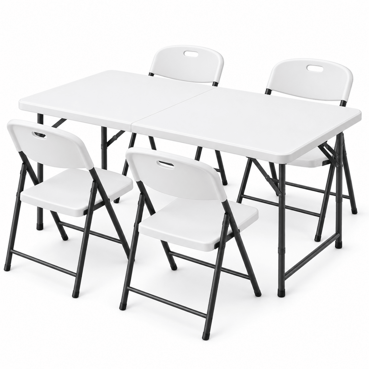 Gardeon 5-Piece Folding Outdoor Dining Set 120cm - White