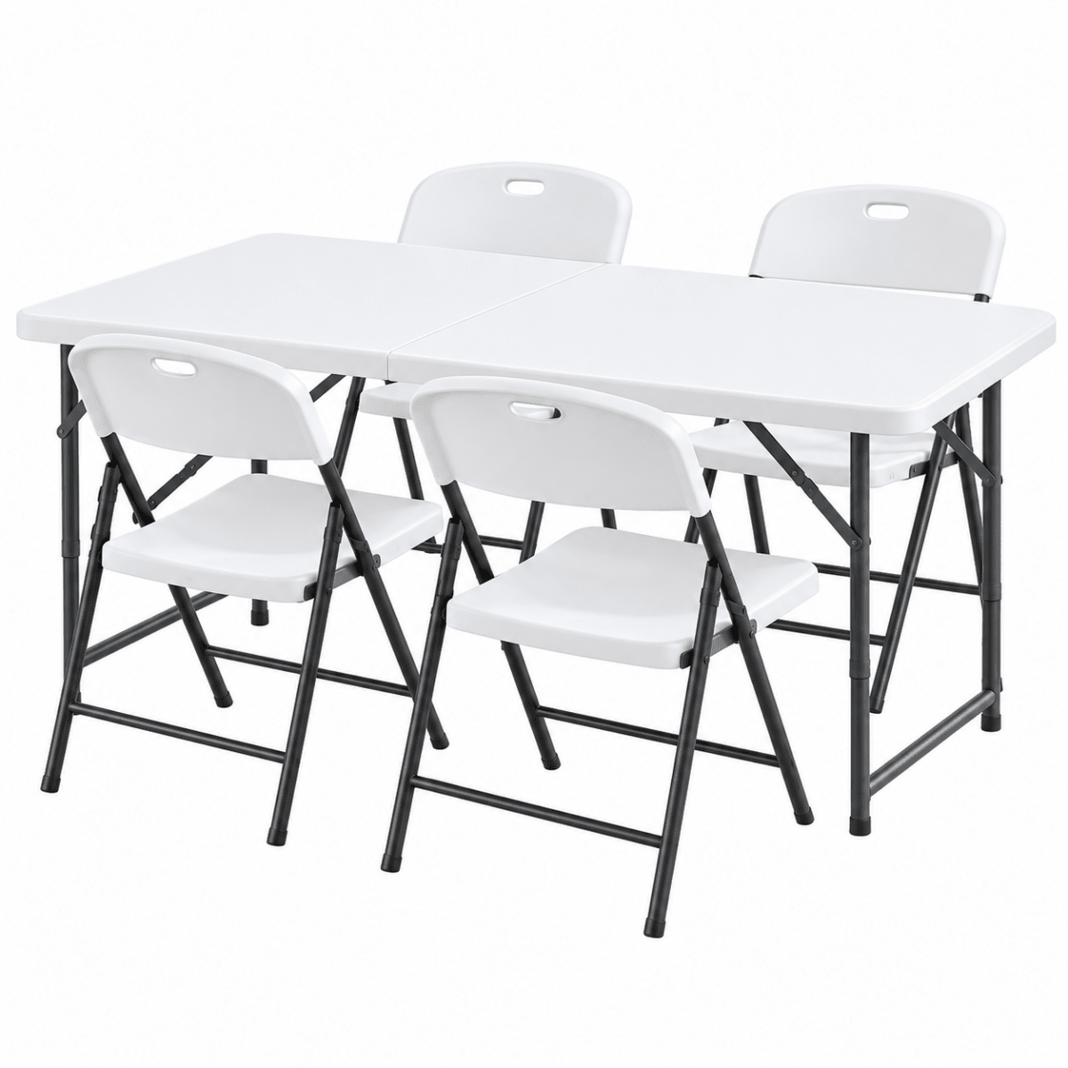 Gardeon 5-Piece Folding Outdoor Dining Set 120cm - White