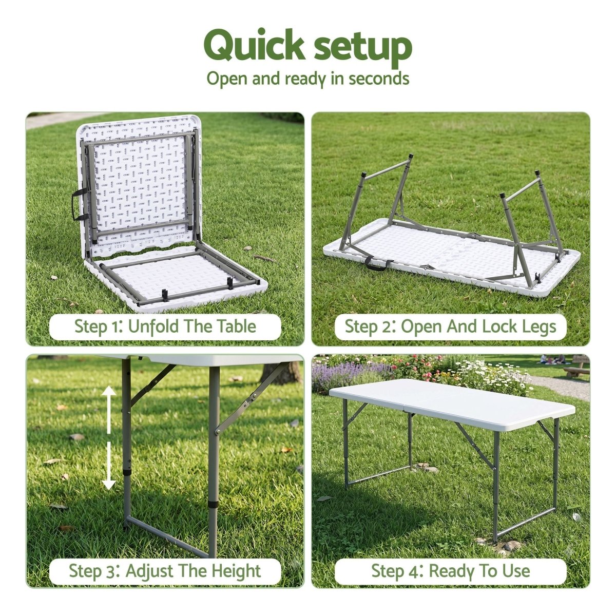 Gardeon 5-Piece Folding Outdoor Dining Set 120cm - White