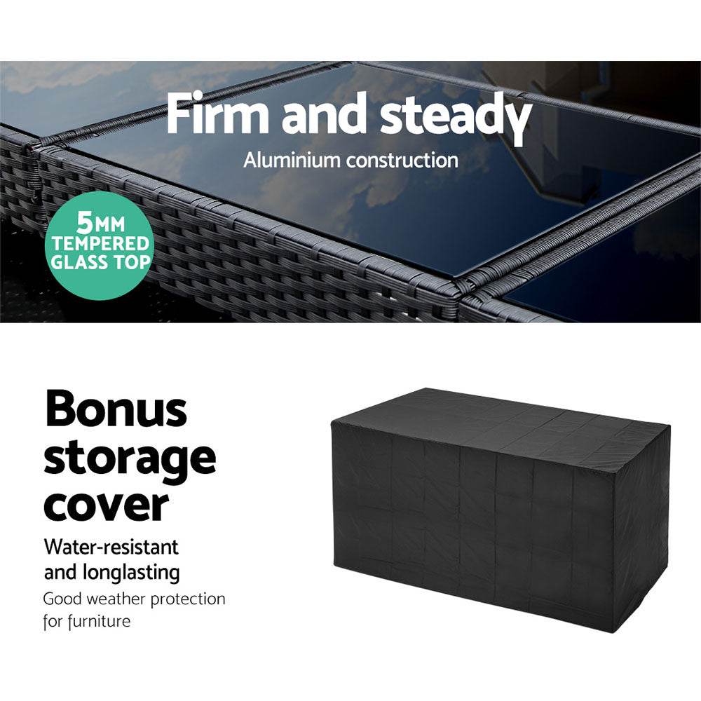 Gardeon 5 - Piece Outdoor Bar Set Dining Table Stools Wicker Patio Setting | Outdoorium