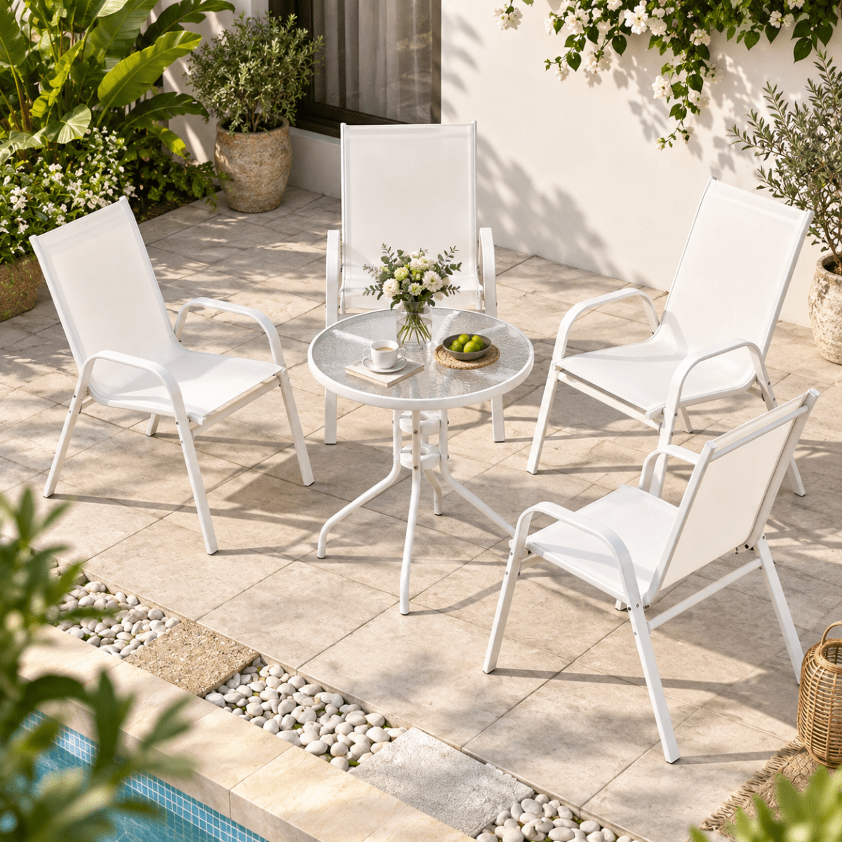Gardeon 5-Piece Outdoor Bistro Set - White