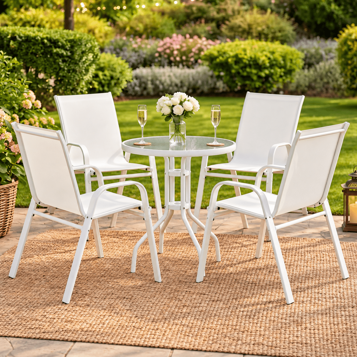 Gardeon 5-Piece Outdoor Bistro Set - White