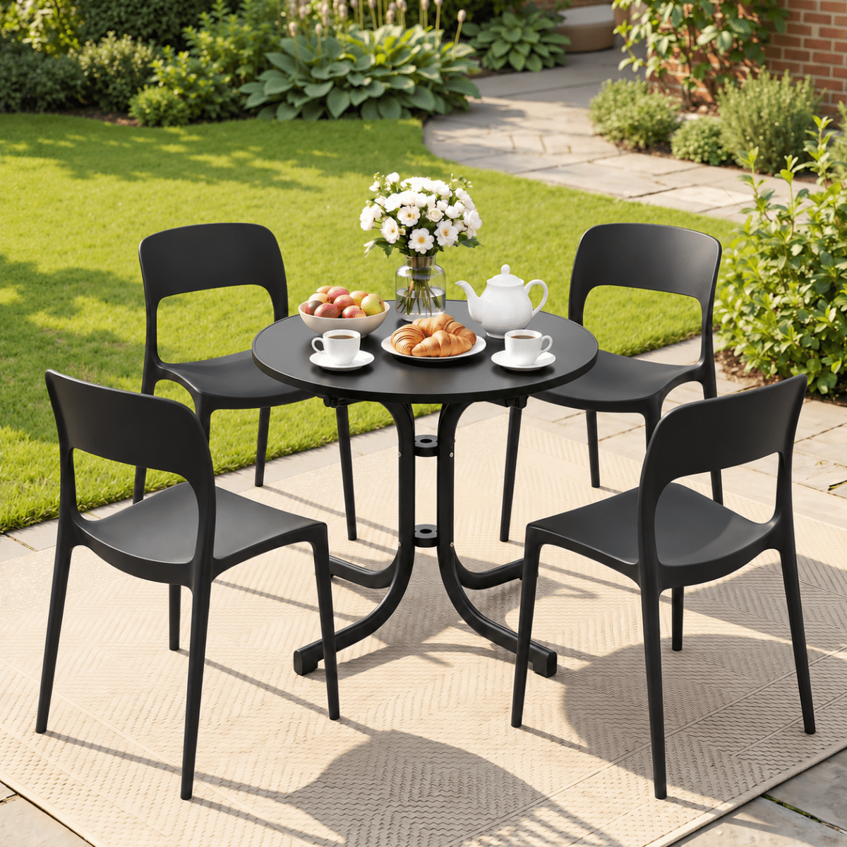 Gardeon 5-piece outdoor dining set in black