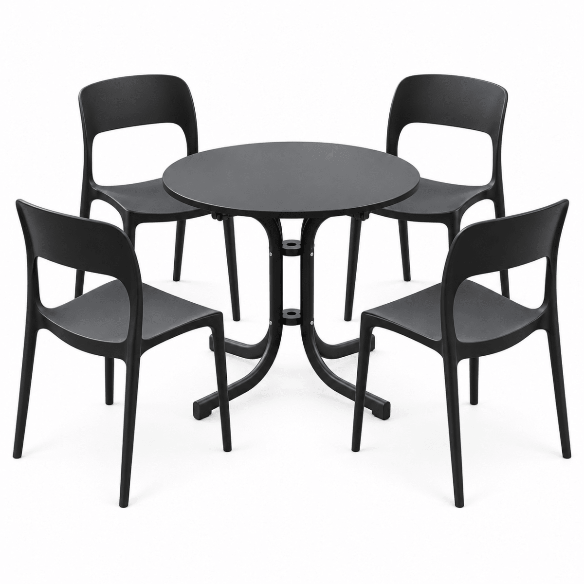 Gardeon black outdoor dining table and four chairs