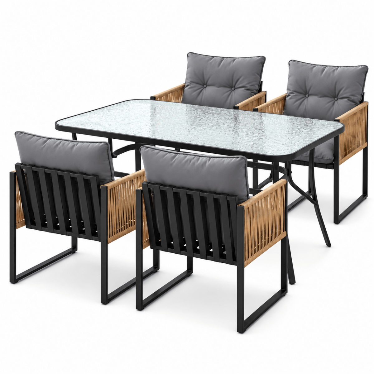 Gardeon 5-Piece Outdoor Dining Set with 120cm Table - Black – product gallery image 4