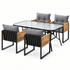 Gardeon outdoor dining setting with 140cm table, black - additional product image 2