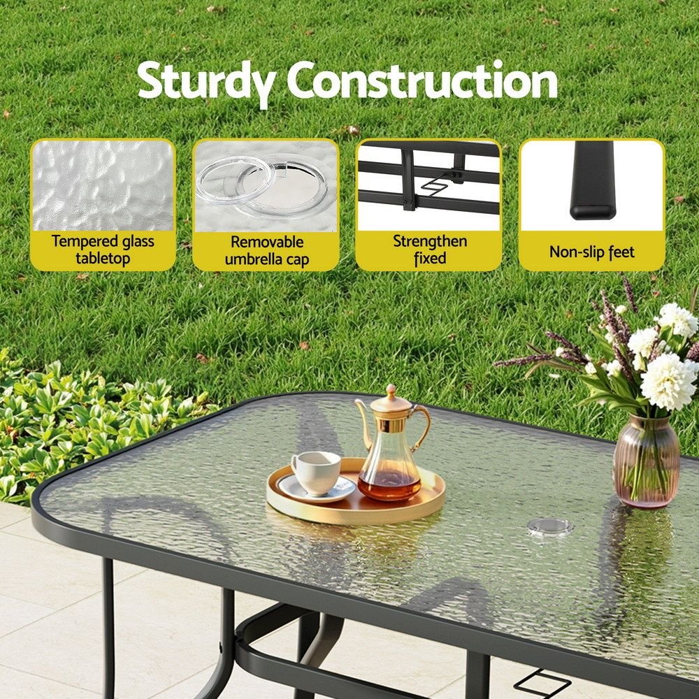Gardeon 5-Piece Outdoor Dining Set with 140cm Table - Black – product gallery image 7