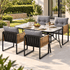 Gardeon black five-piece outdoor dining set with 140cm table and four chairs
