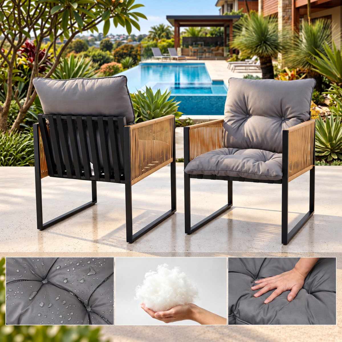 Gardeon 5-Piece Outdoor Dining Set with 140cm Table - Black – product gallery image 5