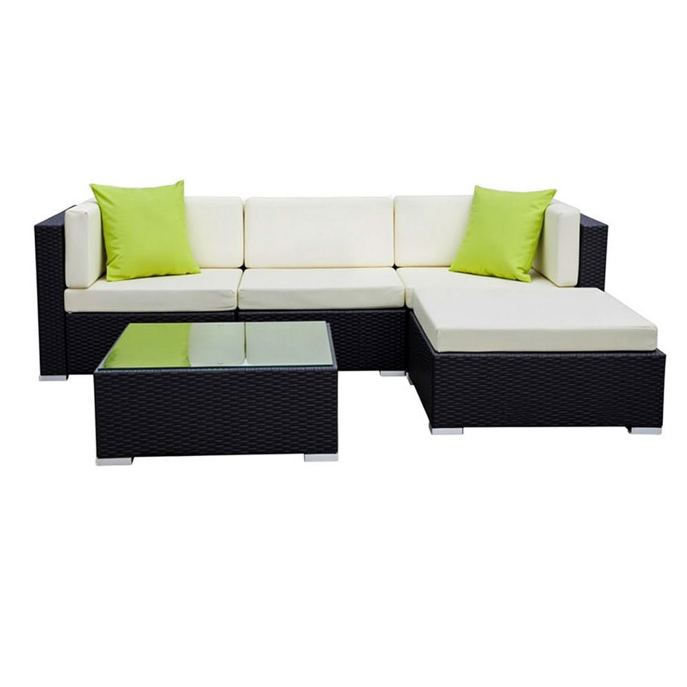 Gardeon 5-Piece Outdoor Sofa Set Wicker Couch Lounge Setting Cover | Furniture > Outdoor