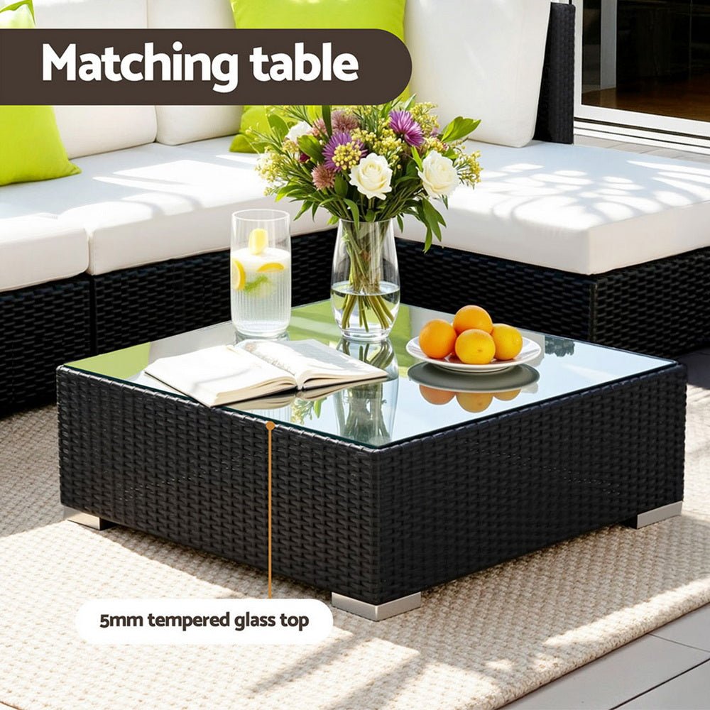 Gardeon 5-Piece Outdoor Sofa Set Wicker Couch Lounge Setting Cover | Furniture > Outdoor