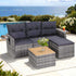 Gardeon 5 Pieces Outdoor Sofa Set 4-Seater Grey Rattan Patio Furniture Table and Chair Setting | Furniture > Outdoor > Outdoor Sofas & Lounge Sets