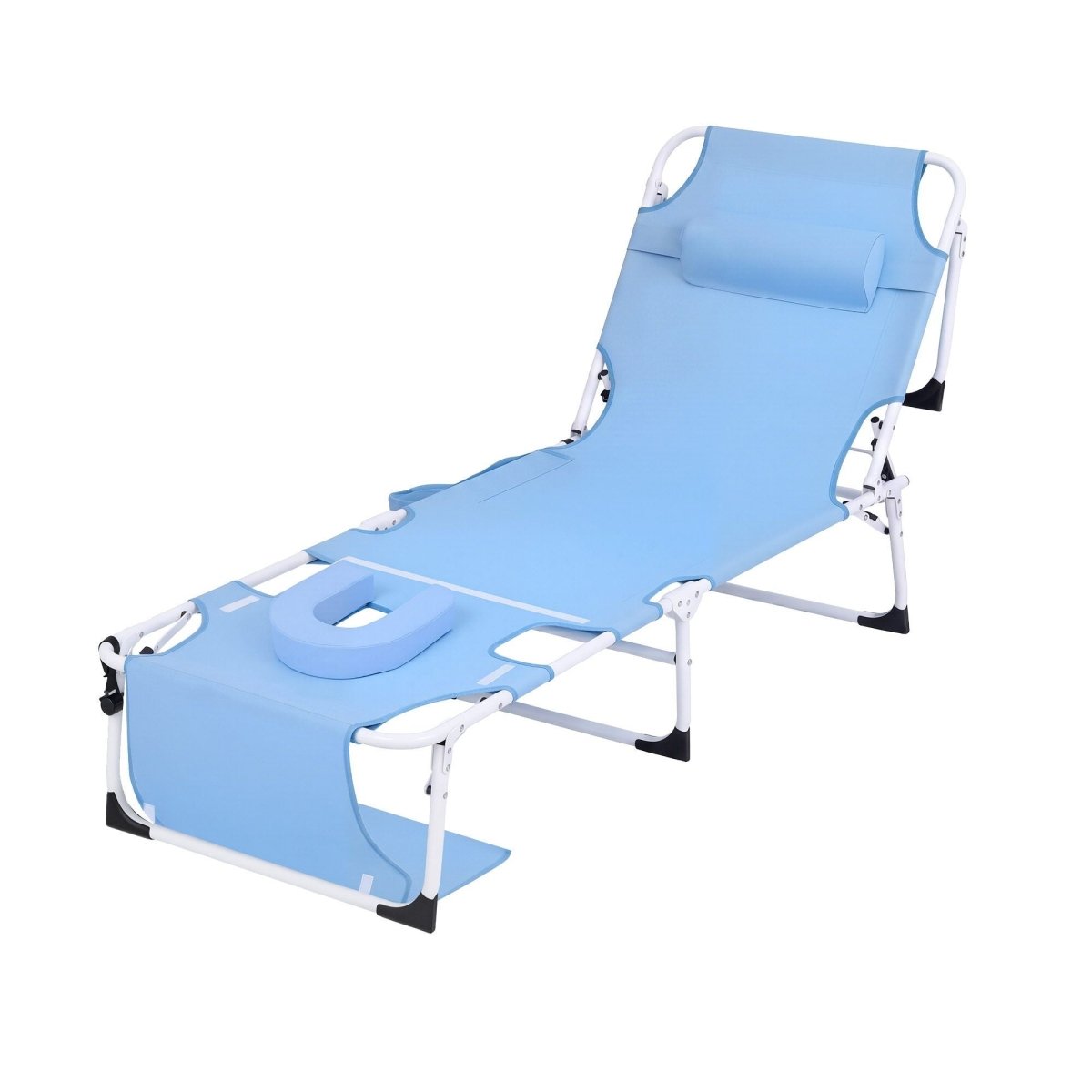 Gardeon 5-position folding sun lounger blue - image 9