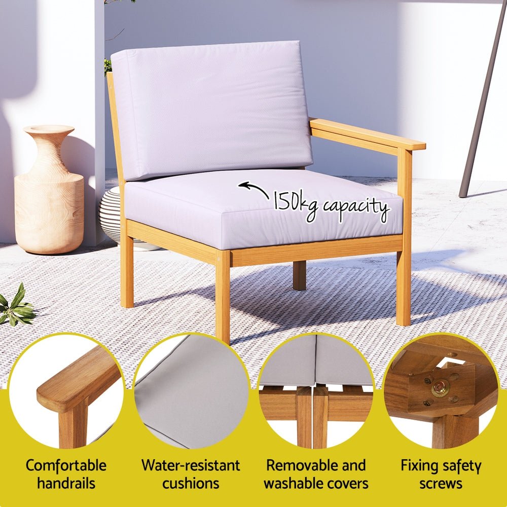 Gardeon 5-Seater Outdoor Sofa Set Wooden Lounge Setting 6PCS - Outdoorium