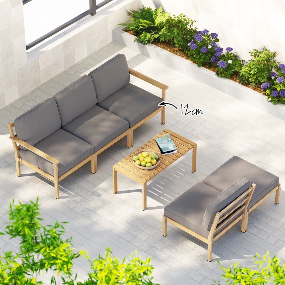 Gardeon 5 - Seater Outdoor Sofa Set Wooden Lounge Setting 6PCS | Outdoorium