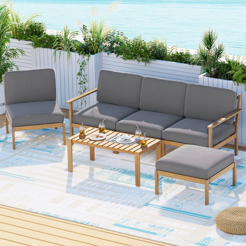 Gardeon 5 - Seater Outdoor Sofa Set Wooden Lounge Setting 6PCS | Outdoorium