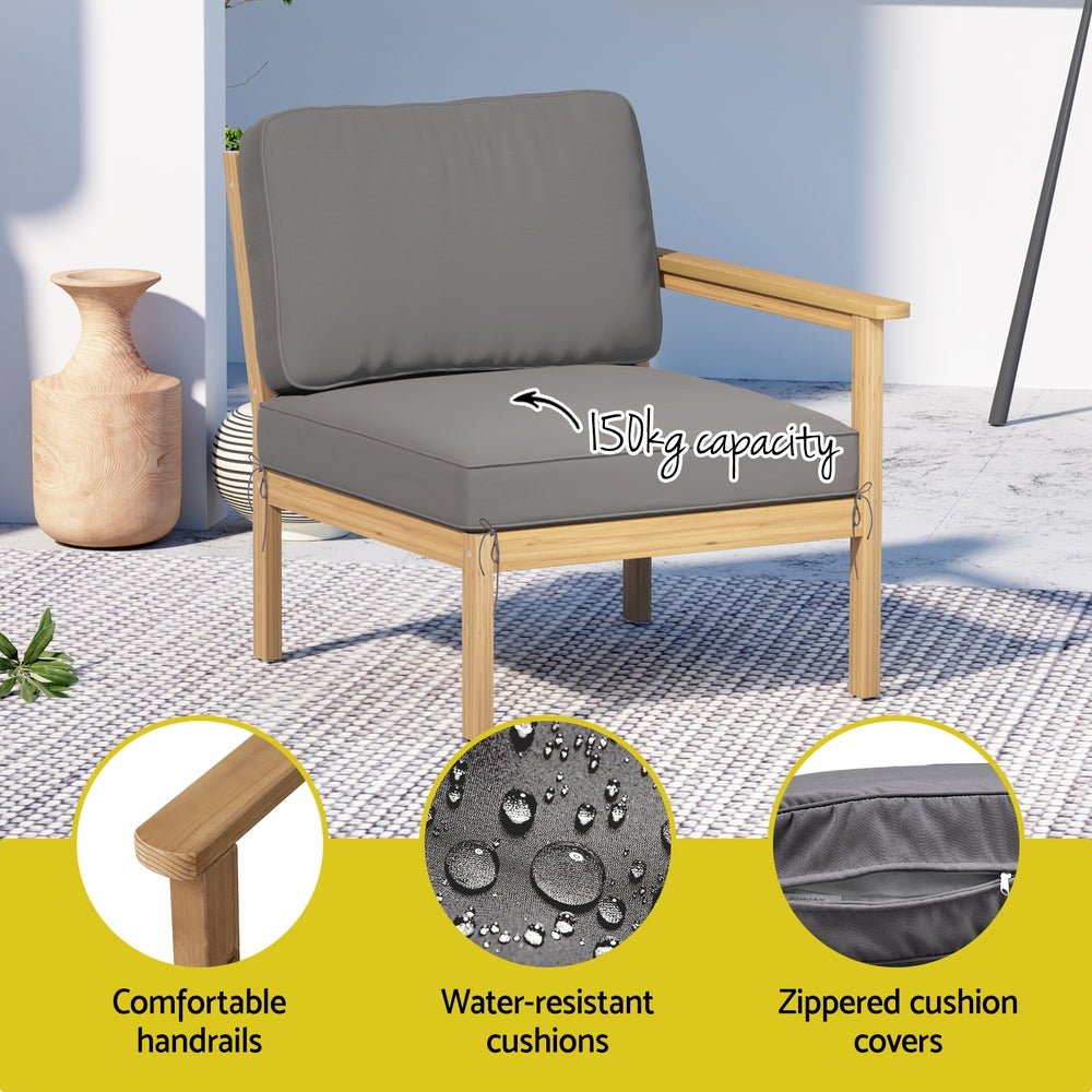 Gardeon 5 - Seater Outdoor Sofa Set Wooden Lounge Setting 6PCS | Outdoorium
