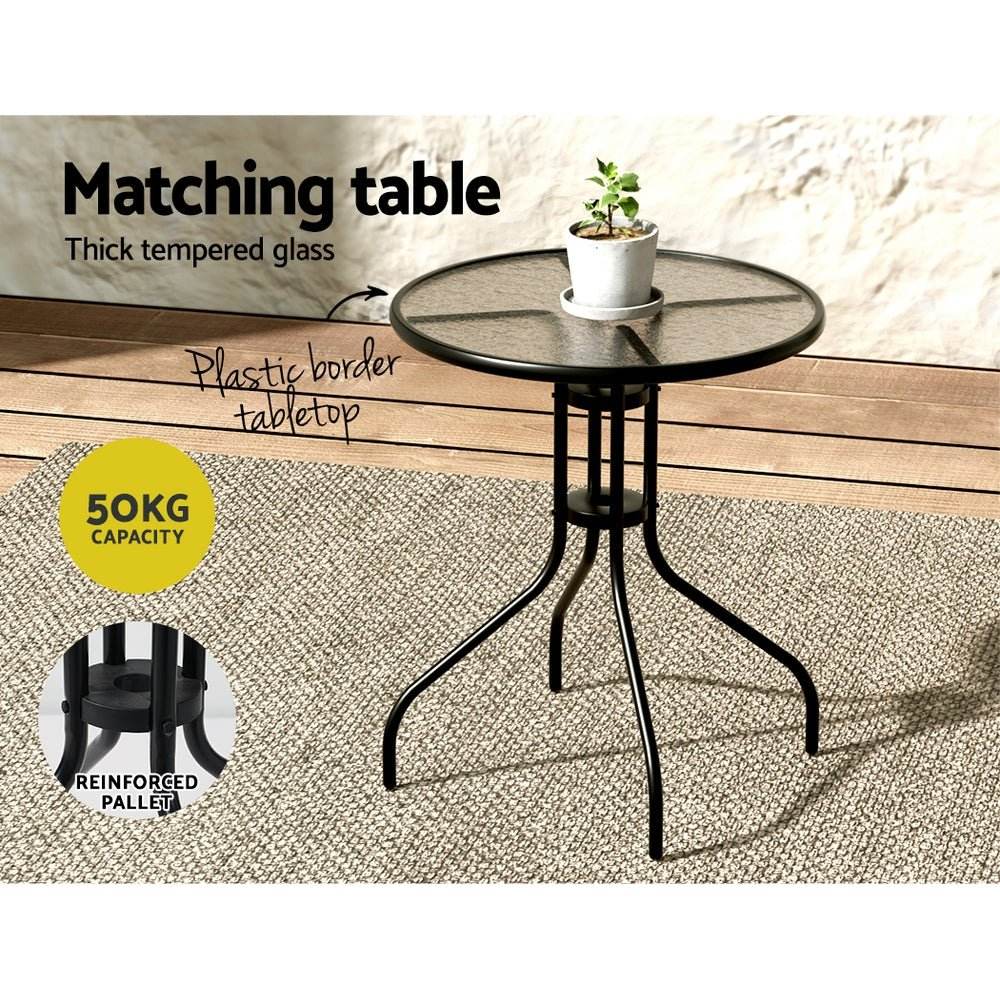 Gardeon 5PC Bistro Set Outdoor Table and Chairs Stackable Outdoor Furniture Black - Outdoorium