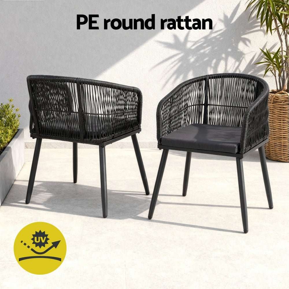 Gardeon 5PC Outdoor Dining Set Table and Chairs Garden Patio Furniture Bistro Set Black | Furniture > Outdoor > Outdoor Dining Sets