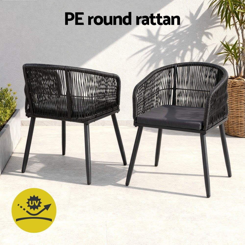 Gardeon 5PC Outdoor Dining Set Table and Chairs Garden Patio Furniture Bistro Set Black | Furniture > Outdoor > Outdoor Dining Sets