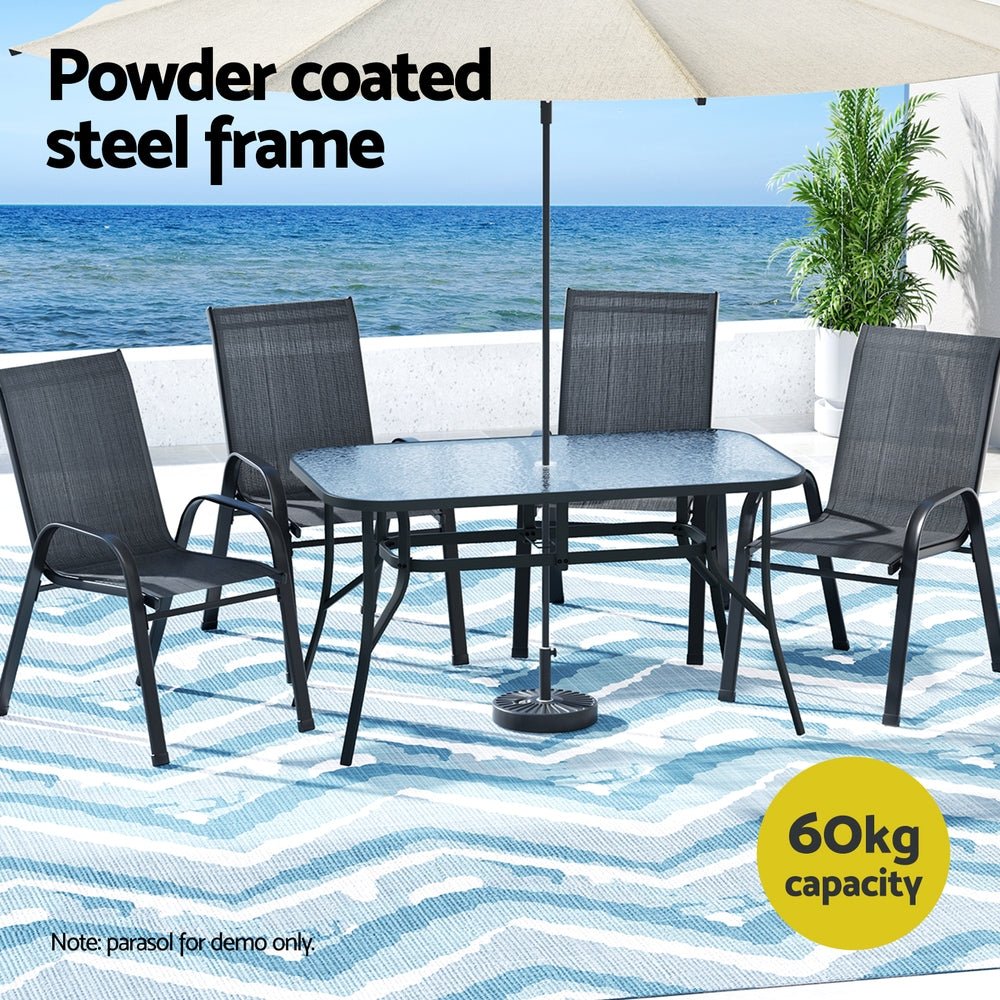 Gardeon 5PC Outdoor Dining Set Table and Chairs Patio Furniture Bistro Set Garden Black | Outdoorium