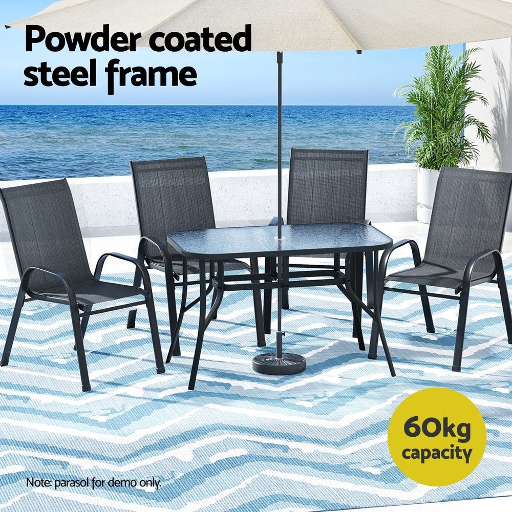 Gardeon 5PC Outdoor Dining Set Table and Chairs Patio Furniture Bistro Set Garden Black | Outdoorium