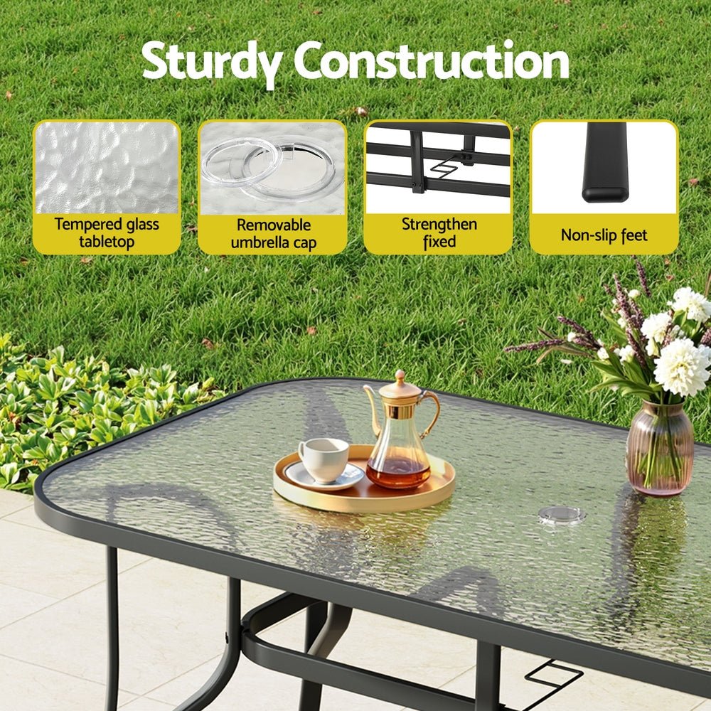 Gardeon 5PC Outdoor Dining Set Table and Chairs Patio Furniture Bistro Set Garden Grey | Outdoorium