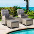 Gardeon 5PC Recliner Chairs Table Sun lounge Wicker Outdoor Furniture Adjustable Grey - Outdoorium
