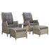 Gardeon 5PC Recliner Chairs Table Sun lounge Wicker Outdoor Furniture Adjustable Grey | Furniture > Outdoor > Outdoor Chairs