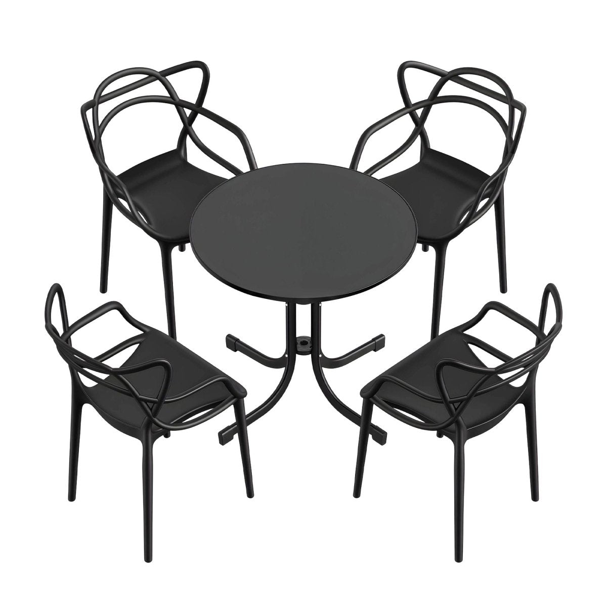 Gardeon 5PCS Outdoor Dining Set Table and Chairs Garden Patio Furniture Entwine Black | Furniture > Outdoor > Outdoor Dining Sets