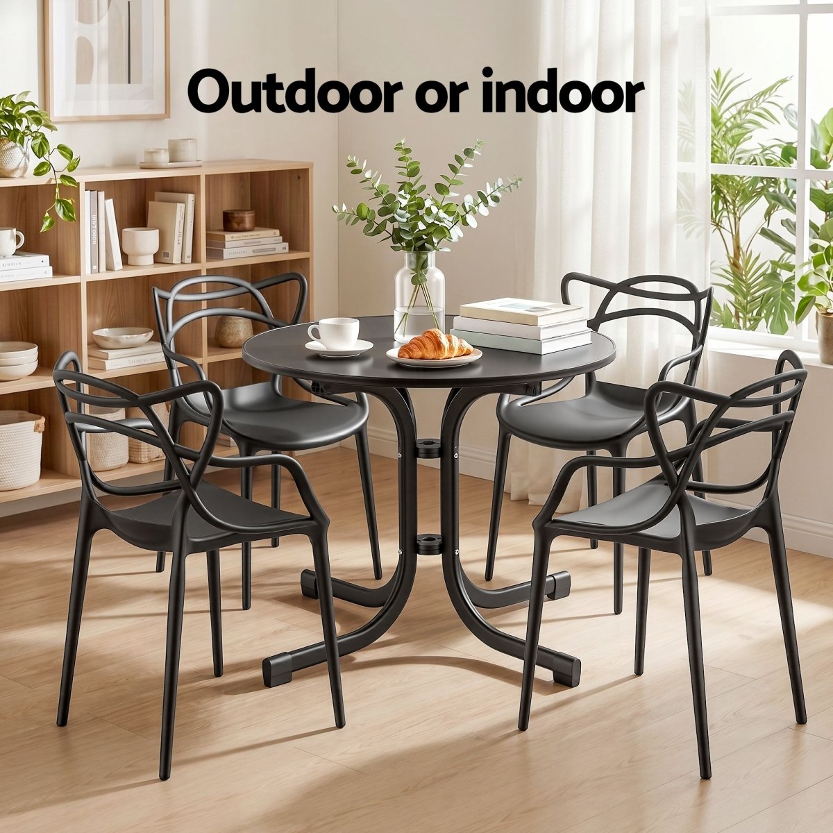 Gardeon 5PCS Outdoor Dining Set Table and Chairs Garden Patio Furniture Entwine Black | Furniture > Outdoor > Outdoor Dining Sets