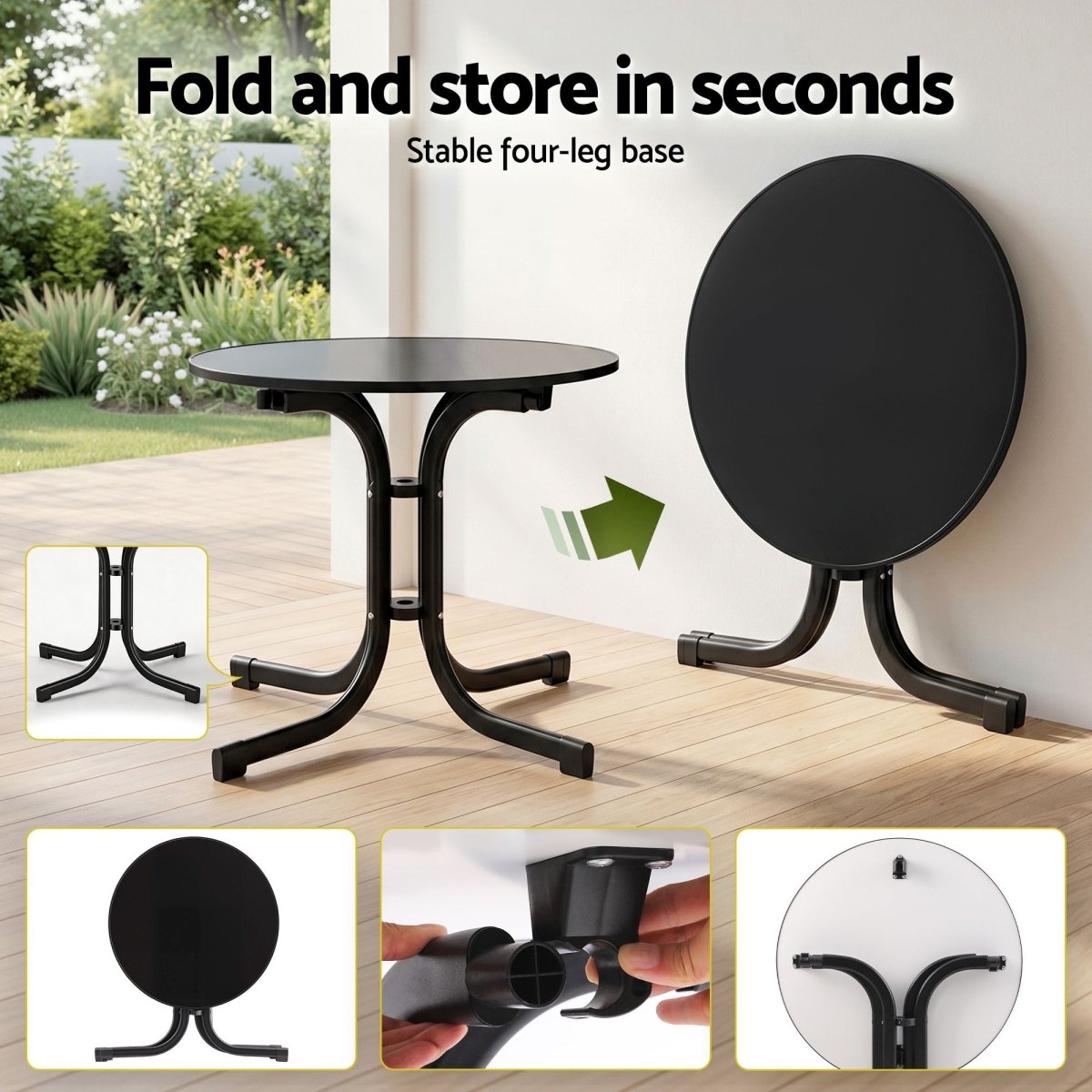 Gardeon 5PCS Outdoor Dining Set Table and Chairs Garden Patio Furniture Entwine Black | Furniture > Outdoor > Outdoor Dining Sets